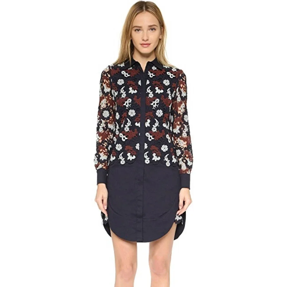 TORY BURCH Guipure Lace Cotton Shirtdress (2)